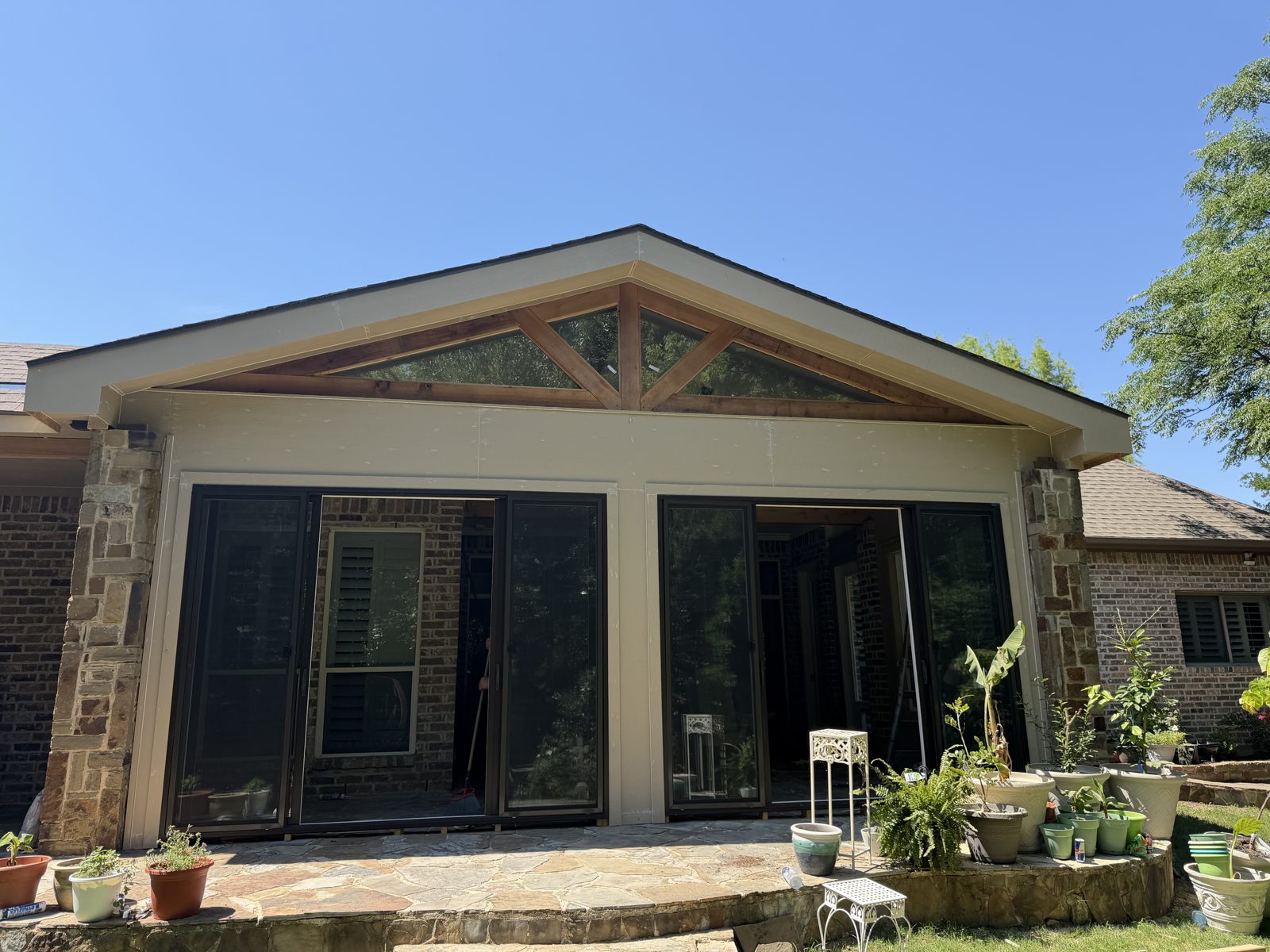 Front view of gable sunroom addition